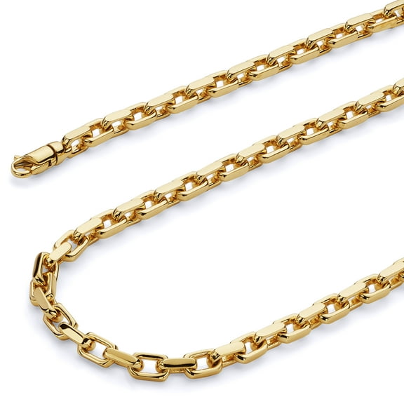 Wellingsale 14k Yellow Gold Polished Solid 5mm Handmade Oval Rolo Bullet Chain Link Necklace - 26"