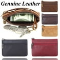 thumbnail image 4 of Women Men Cowhide Storage Bag Pocket Crazy Horse Leather Wallet Clutch Bag Coin Purse Zero Purse BLACK, 4 of 8