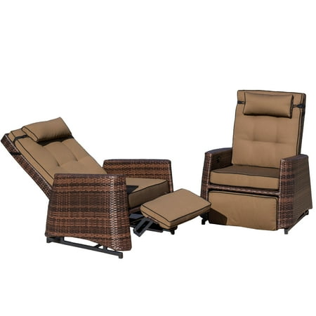 Outdoor Brown Wicker Recliners (Set of 2)