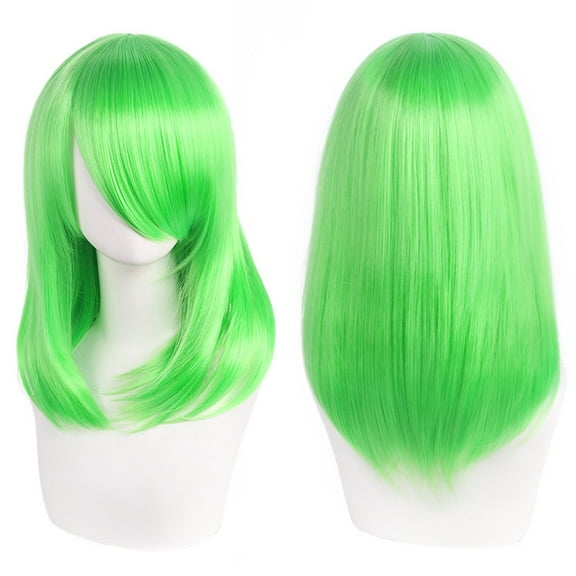 Namzi 1pc 40cm Short Wig, Cosplay Wig, Straight Wig, Synthetic Wig, Shoulder Length Wig,Green