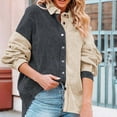 thumbnail image 4 of BLVB Womens Casual Button down Shirt Trendy Color Block Long Sleeve Blouse Tops Loose Fit Ladies Jackets Fall Clothes, 4 of 9