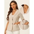 thumbnail image 2 of DARING DIVA Women's Cotton Linen Short Sleeve Blazer for Work Office S Khaki, 2 of 6