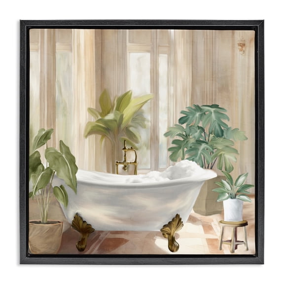 Stupell Industries Serenity Bathroom Plants Black Framed Floater Canvas Wall Art, design by Kim Allen