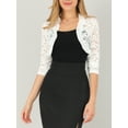 thumbnail image 5 of INSPIRE CHIC Women's Elegant Ruffle Collar Front 3/4 Sleeve Lace Shrug Top XS White, 5 of 7