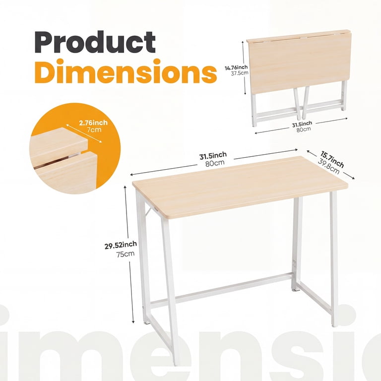 CONCETTA 31.5-Inch Lightweight Folding Desk, Oak photo 2