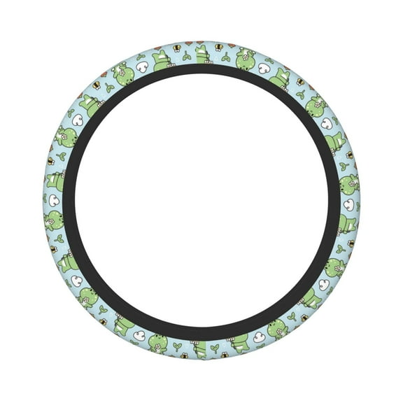 Balery Steering Wheel Covers Cute Floral Frog Elastic Skidproof Steering Wheel Protective Cover Case Fit Universal Auto Accessories Decor