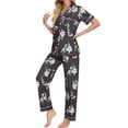 thumbnail image 4 of Unique Bargains Women's 2pcs Floral Button Down Pajama Set Nightwear Sleepwear Sets, 4 of 5