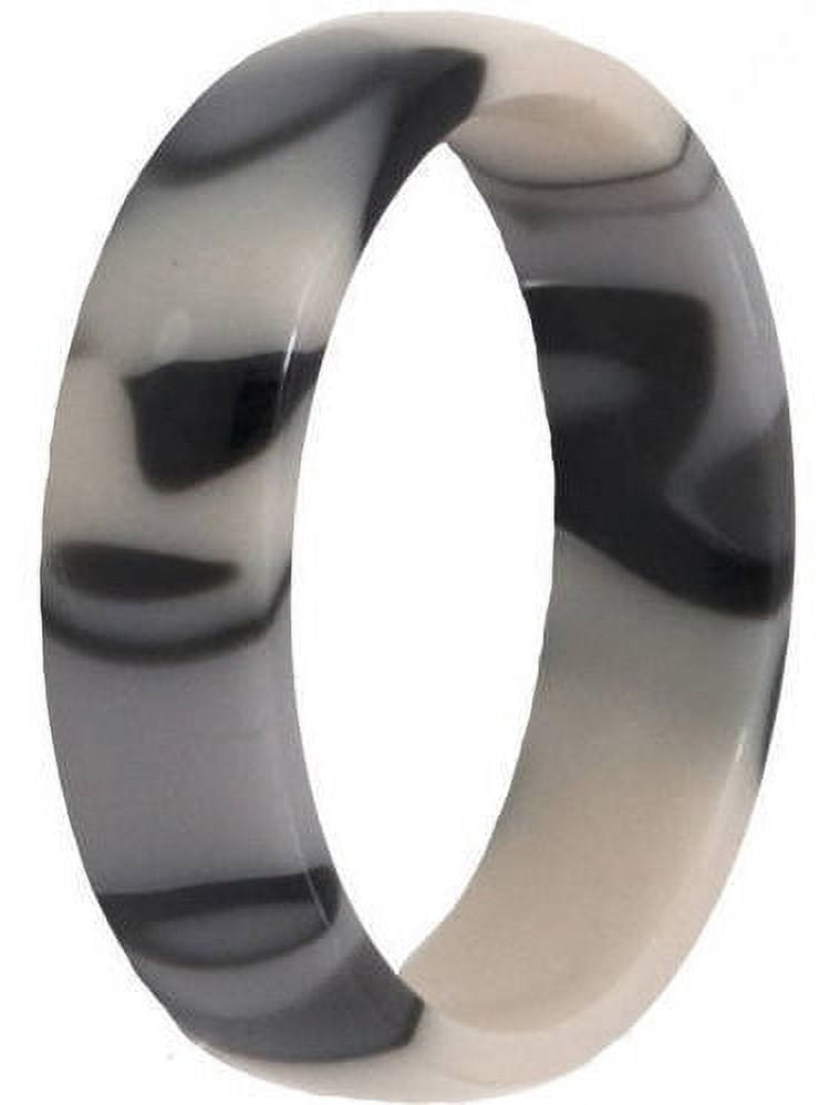 6mm Half-Round Black and White Swirl Stackable Ring