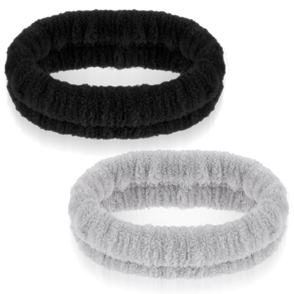 TUWAFE 2Pcs Spa Headband, Make Up Headband Hair Headband for Face Washing Hair Bands Men Absorbent Elastic Skin Care Head Band Wrap for Women Yoga Sports Shower Exercise