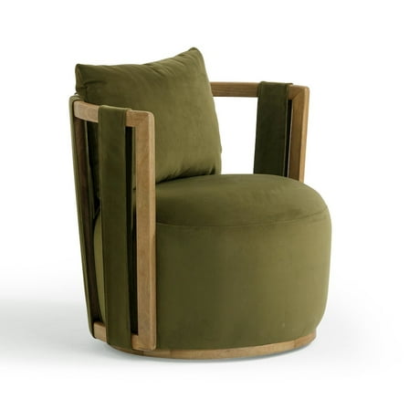 TOV Furniture Paolo Green Upcycled Distressed Velvet Swivel Chair