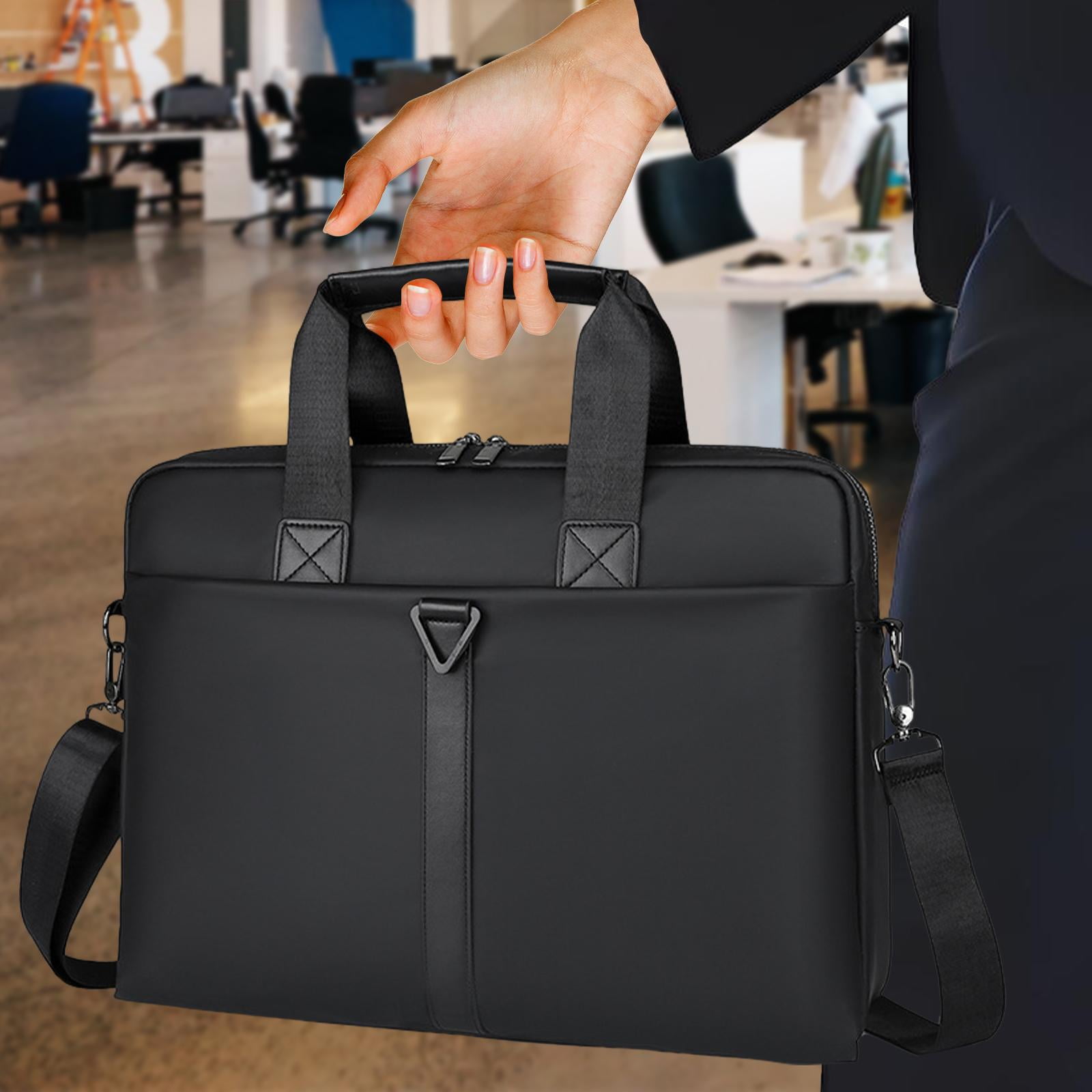 Wxqbjtam Mens Business Bag Briefcase with Shoulder Strap Large Capacity Handbag Crossbody PULeather Film Black