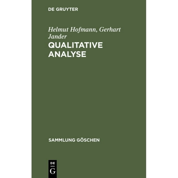 Sammlung Göschen: Qualitative Analyse (Hardcover)