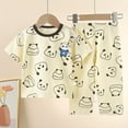 thumbnail image 2 of Girls Pajamas Kids Boys Girls Summer Cartoon Printed Short Sleeved Tops and Shorts 2Pc Pajamas Suit Boy Pajamas Beige 3 Years-4 Years, 2 of 3
