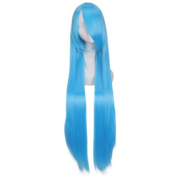 XmhyTop 39.4" Long Sleek Straight Wigs with Fringe Bangs, Heat-Resistant Synthetic Hair, Vibrant Color Options, Cosplay, Anime, Party & Daily Wear, Women's Wigs,Blue