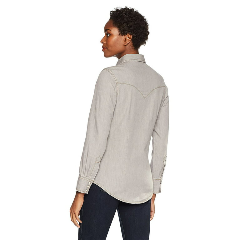 Wrangler Women's Long Sleeve Grey Denim Shirt