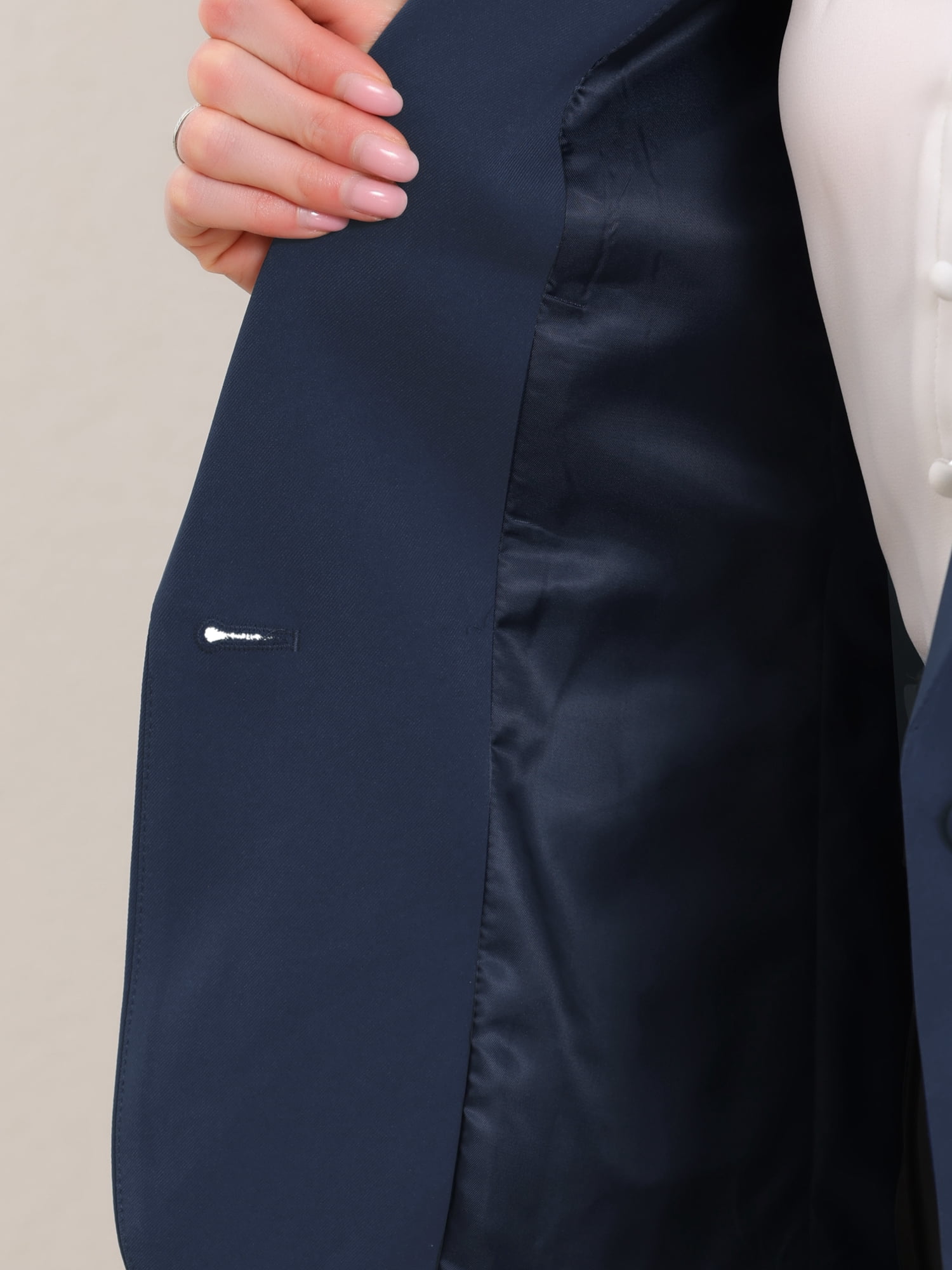 DARING DIVA Women's Casual Long Sleeve One Button Pockets Suit Jacket S Deep Blue