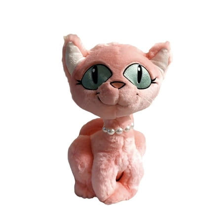 Little Brownie Originals Pink Kitty Cat Plush w/Faux Pearl Necklace 18” Rare