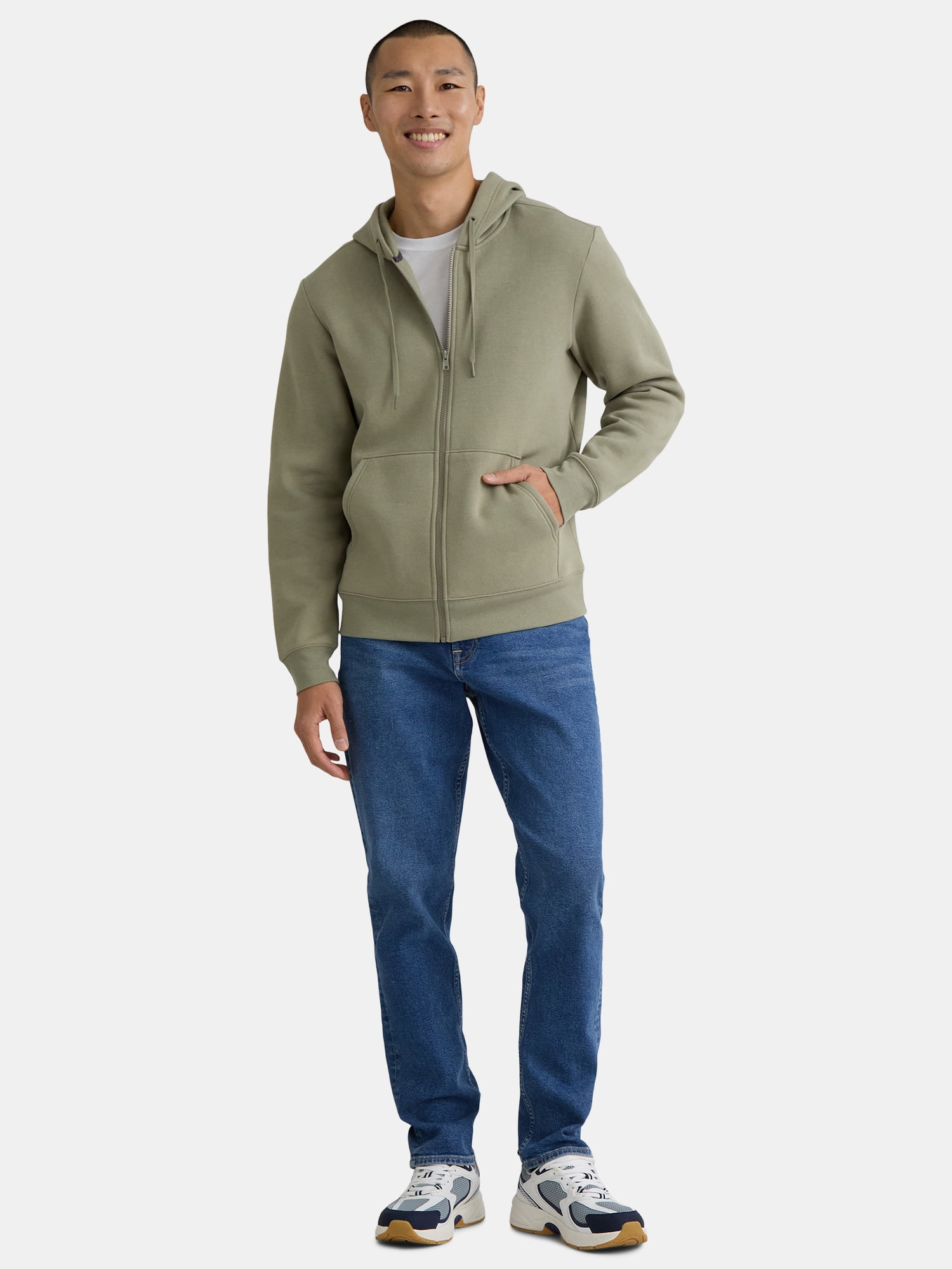 Athletic Works Men's and Big Men's Zip Up Fleece Hoodie Sweatshirt, Sizes S-5XLT