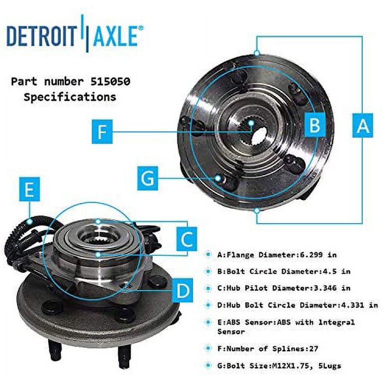 Front Wheel Bearing Hub & Tie Rod Combo For 2002-2003 Ford Explorer/Mercury Mountaineer