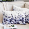 thumbnail image 2 of Purple Blooms Floral Throw Pillow Covers, Farmhouse Spring Flowers Botanical Soft Breathable Pillow Cases with Invisible Zipper for Sleeping, Small Pillowcases for Couch Bed Sofa Chair 16x24 Inches, 2 of 9