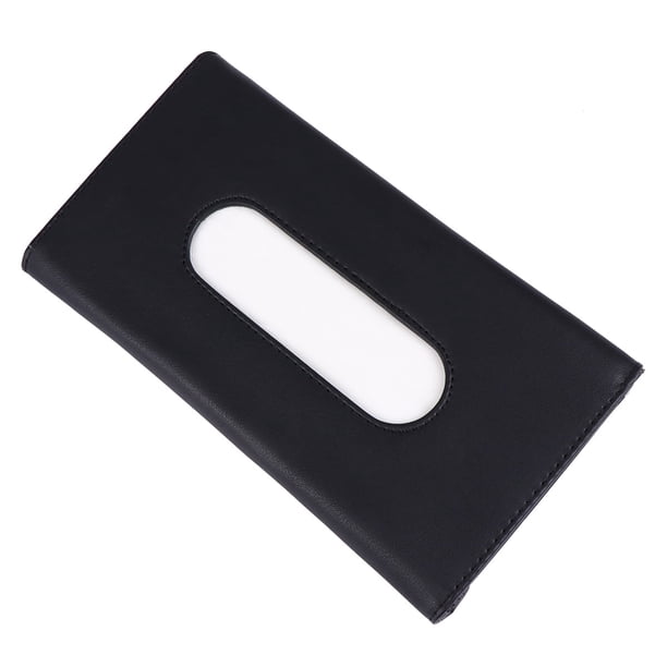 Caja de pañuelos para colgar en la visera del coche, soporte de cuero para pañuelos de coche (negro)