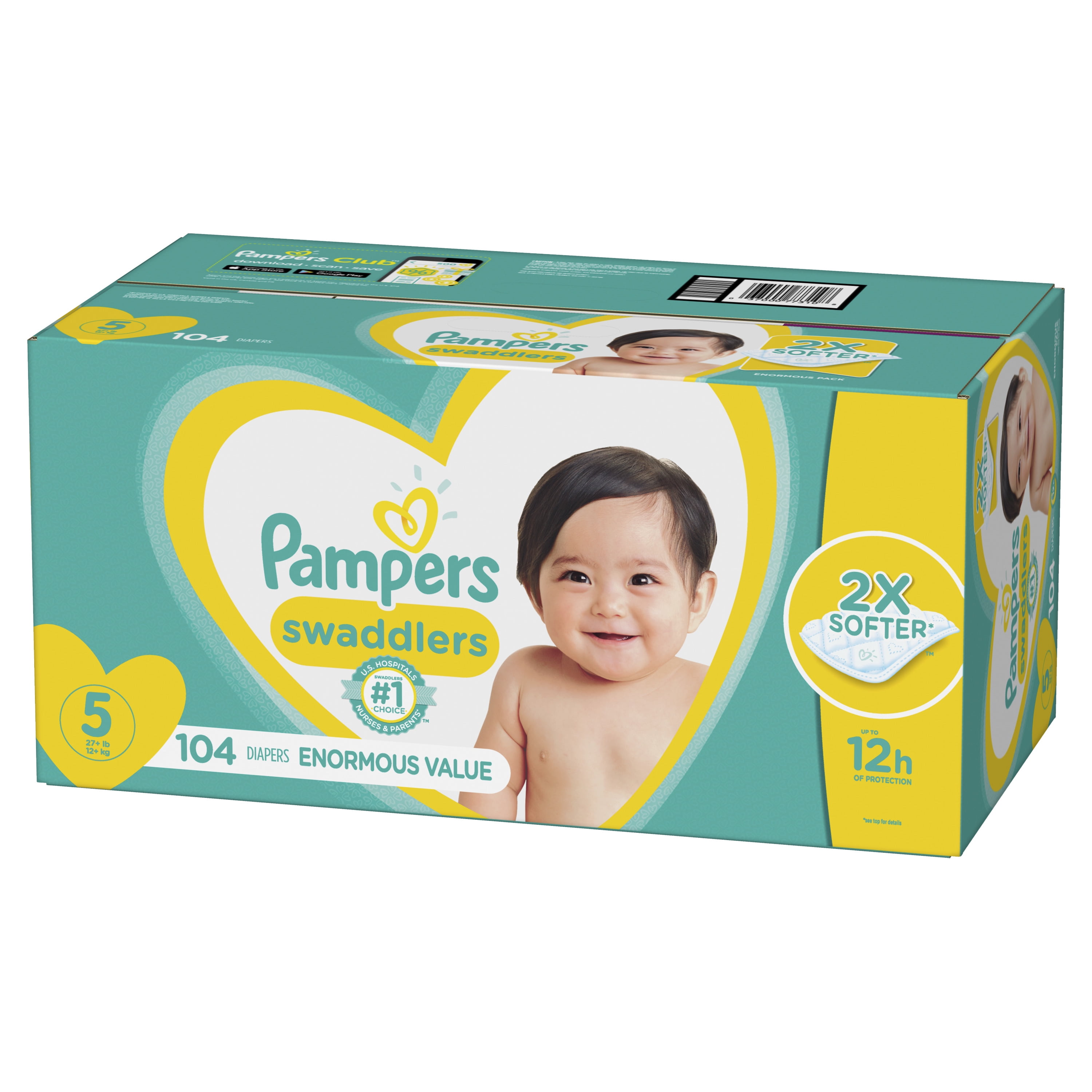 Pampers Swaddlers Diapers, Soft and Absorbent, Size 5, 104 ct