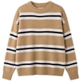 thumbnail image 5 of Zeijnsda Womens Winter Sweaters Thicken Warm Striped Sweaters Crew Neck Knit Pullover Sweaters for Women, 5 of 7
