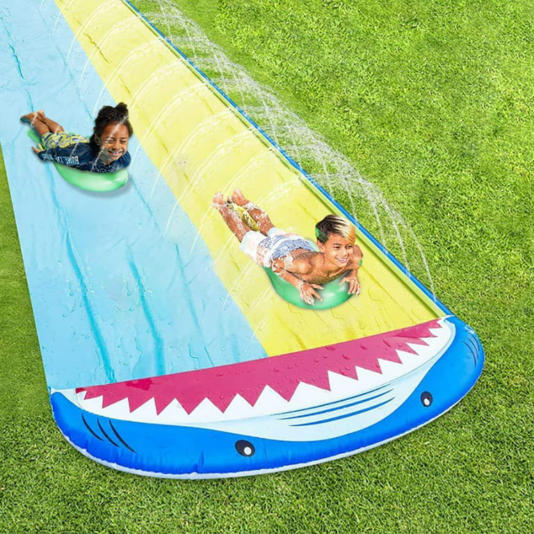Bate 16ft Double Water Slip Slides Lawn Water Slides Slip Backyard Water Toys with Sprinklers for Outdoor Water Fun Kids Adults, Size: Type-B