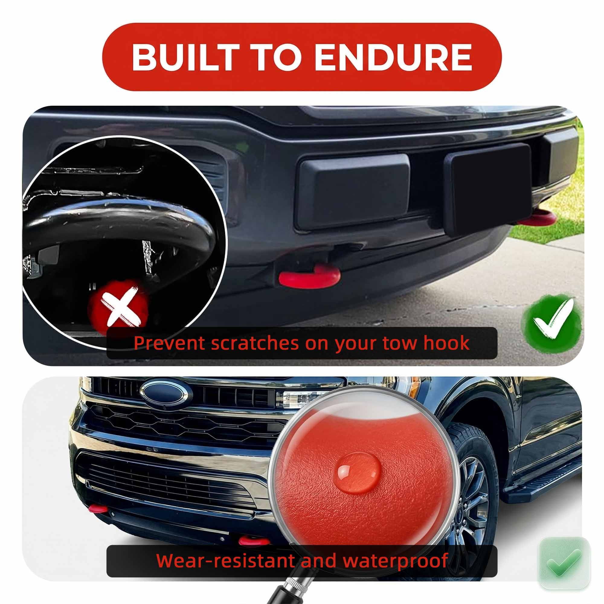 2 Pcs Tow Hook Cover for Ford F150 Accessories 2004-2024, Protective Silicone Front Tow Hooks Covers, Red