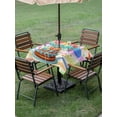 thumbnail image 5 of Square Outdoor Tablecloth with Umbrella Hole Happy Birthday Outside Table Cloth Waterproof Patio Table Cover Colorful Balloon Ribbon Cake Zipper Tablecloths for Picnic Party Camping 60x60 Inch, 5 of 8
