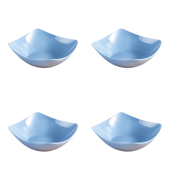 COMIART Creative Four-Cornered Plastic Square Plates - Simple and Pure Color Salad Plates, Set of 4(Blue,4)