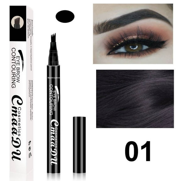 Microblade Brow Pen, 4-Tip Microblade Brow Pen, Liquid Water Eyebrow Pencil 3D Simulation, Natural Sweatproof Eyebrow Pencil, Waterproof Long-Lasting Precision Brow Pen