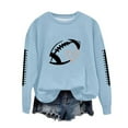 thumbnail image 2 of Sakmal Football Sweatshirts Women Game Day Blue Workout Lightweight Sweatshirts Comfy Fall Clothes 2025, 2 of 5