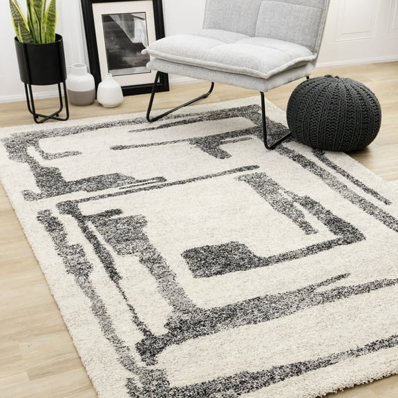 Rug Branch Contemporary Distressed, Organic, Tonal/Solid White Indoor Area Rug - 8' x 11'