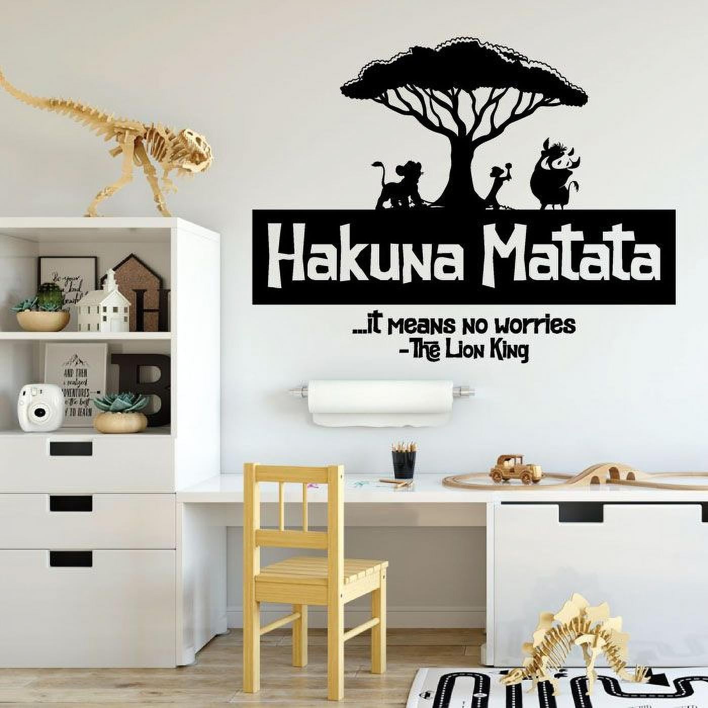Lion King Character Silhouette Hakuna Matata - No Worries Vinyl Wall Decal Wall Decoration Wall Art Design For Home Nursery Room Bedroom Living Room Wall Art Sticker Décor Design Size (10x10 inch)