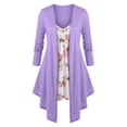 thumbnail image 1 of Camiseta Irregular Diseño Impreso Floral Tamaño Grande Rosegal  Mangas largas de talla grande, 1 of 5