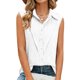 thumbnail image 4 of Mujeres de Verano Tank Tops Suelto Ajuste Solapa Botón Delantero sin Mangas Blusa Imitación Lino Casual, Verano Manga Larga Tops para Mujeres, 4 of 7