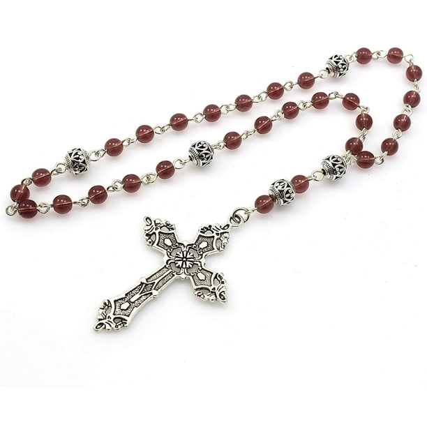 Anglican Prayer Beads/Rosary, Episcopal Cross with Real Silver Plating