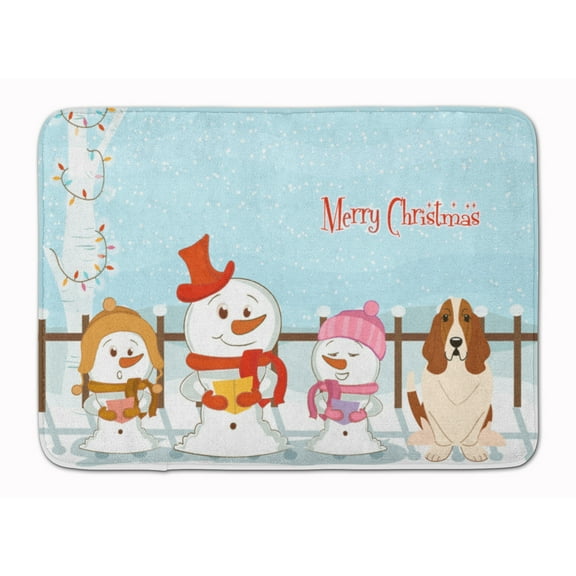 Merry Christmas Carolers Basset Hound Machine Washable Memory Foam Mat
