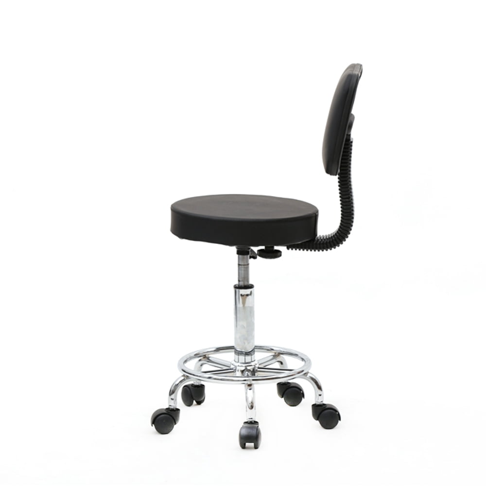 Round Shape Adjustable Salon Stool with Back Black