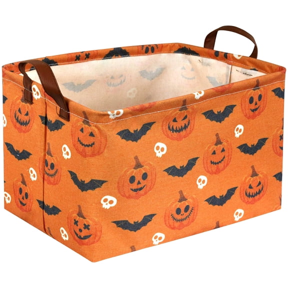 Rectangular Halloween Baskets,Pumpkin Basket fwith Handles. Candy Basket,Books Bins.