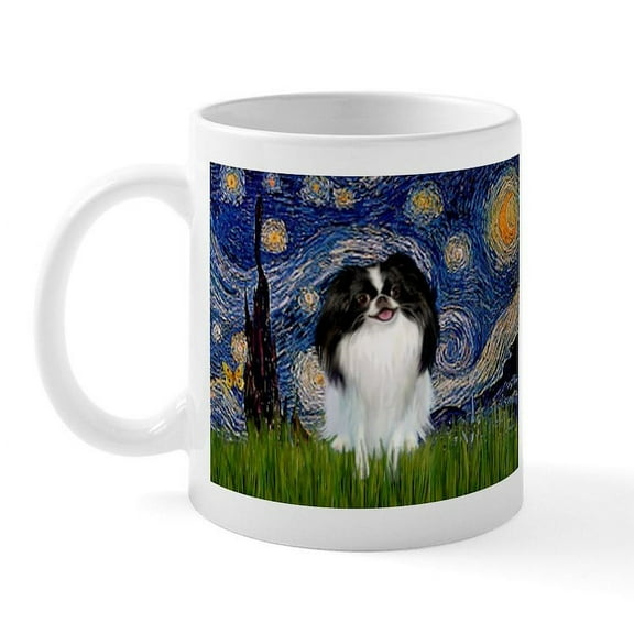 CafePress - Starry Night & Japanese Chin Mug - 11 oz Ceramic Mug - Novelty Coffee Tea Cup