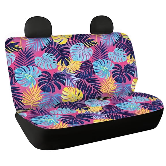 FUIALDOLG Tropical Leaf Rear Bench Seat Covers for SUV, 2 Piece Non-Slip Durable Back Seat Covers, Waterproof Dirt Proof Car Interior Decoration