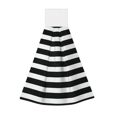 

Lafuoo Black And White Stripes Pattern Coral Fleece Absorbent Towel Can Hang Velcro Towel Suitable for Bathroom Kitchen Household Items