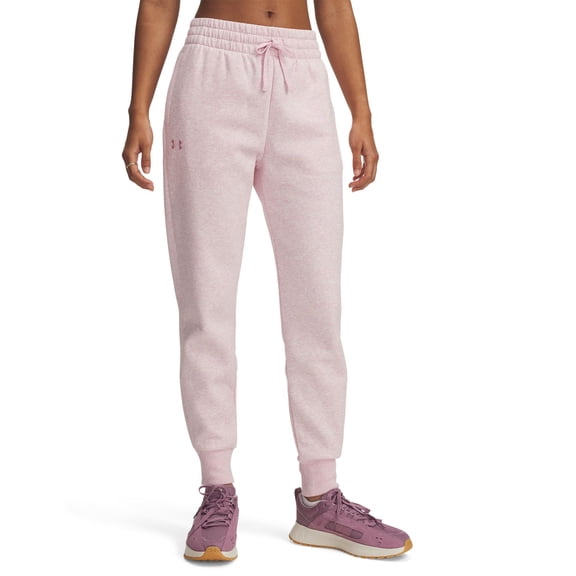 Women's Under Armour Rival Fleece Joggers Color: Pink Light Heather Size: LARGE