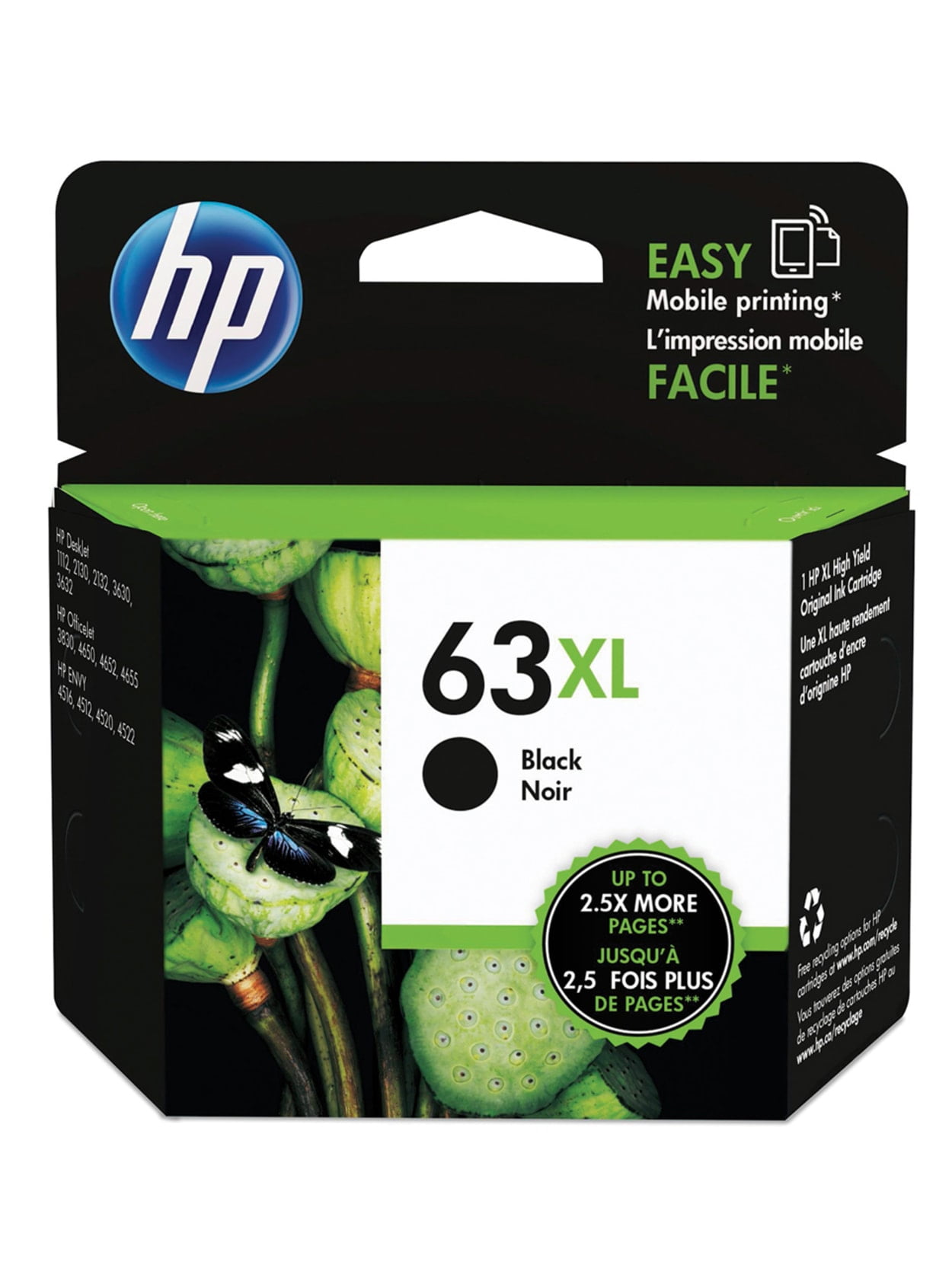 インク　hp 63xl HP 63XL Black High-yield Ink Cartridge, Works with HP DeskJet 1112