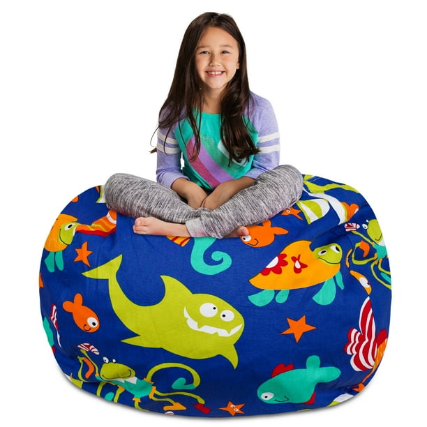 Posh Creations Kids Stuffed Animal Storage Bean Bag Chair Cover - Childrens Toy Organizer