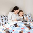 thumbnail image 4 of Manfei Retro Dachshund Queen Comforter Set, Standing Puppy Comforter Sets Queen, Blue, Stars Reversible, 3 Pieces, 1 Comforter and 2 Pillowcases, 4 of 7