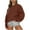 Brown, variant on VANLOFE Women's Solid Color Long Sleeve Sweatshirt Crewneck Sweatshirt for Women Women's Washed Trendy Brown Sweatshirt 2XL