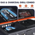 thumbnail image 3 of Frizi Charcoal and Gas Grill Combo with Black Dual Lids, Dual Fuel Propane Gas Grill with 2 Side Shelves for Outdoor Backyard Barbecue Cooking, 3 of 8